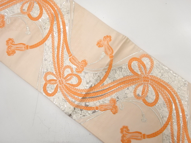 アンティーク　組紐に亀甲模様織り出し袋帯（材料）